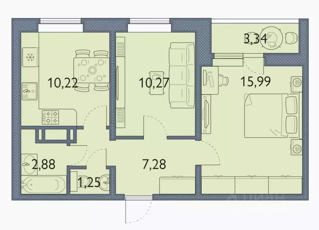 2-к кв. Брянская область, Брянск просп. Станке Димитрова, 67к7 (48.8 ... - Фото 1