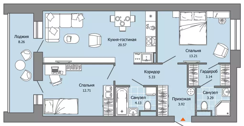2-к кв. Пермский край, Пермь ул. Дзержинского, 35А (70.0 м) - Фото 2