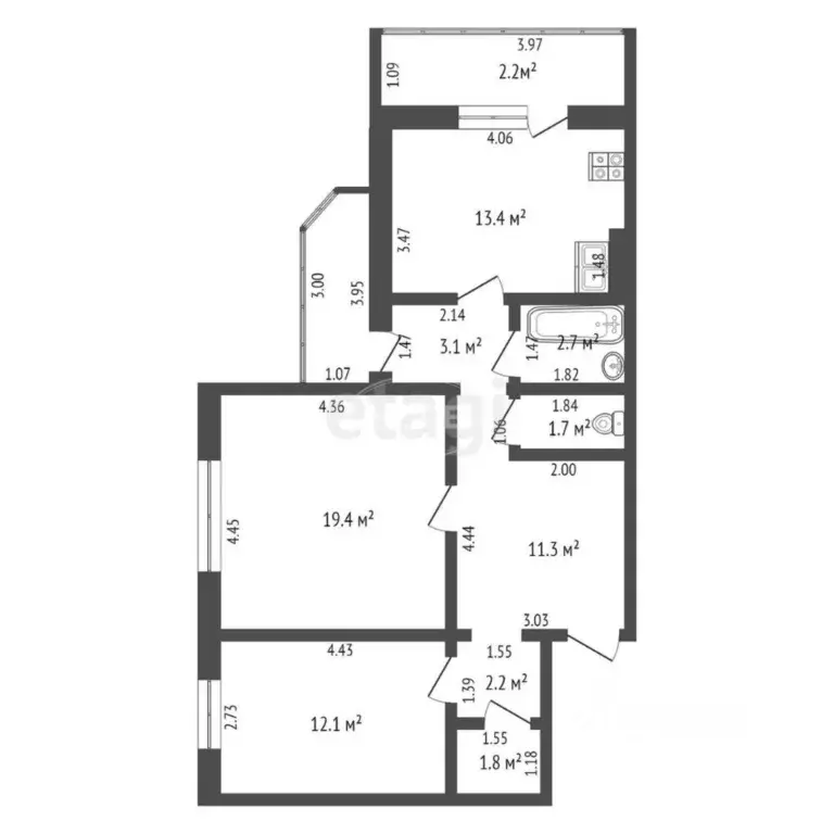 2-к кв. Калининградская область, Калининград Парусная ул., 31 (68.0 м) - Фото 2