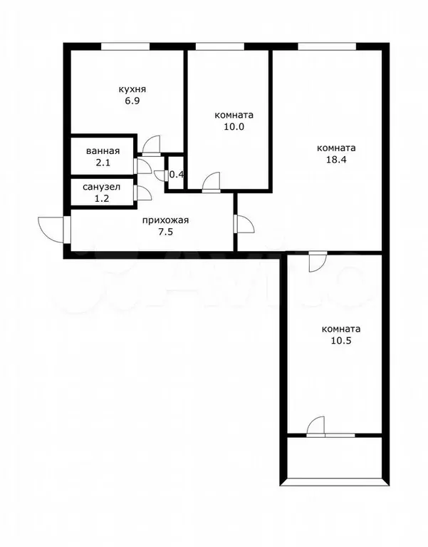 3-к. квартира, 57 м, 8/9 эт. - Фото 0