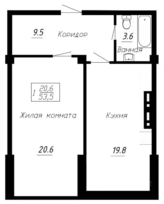 1-к кв. Ставропольский край, Ессентуки  (53.5 м) - Фото 0