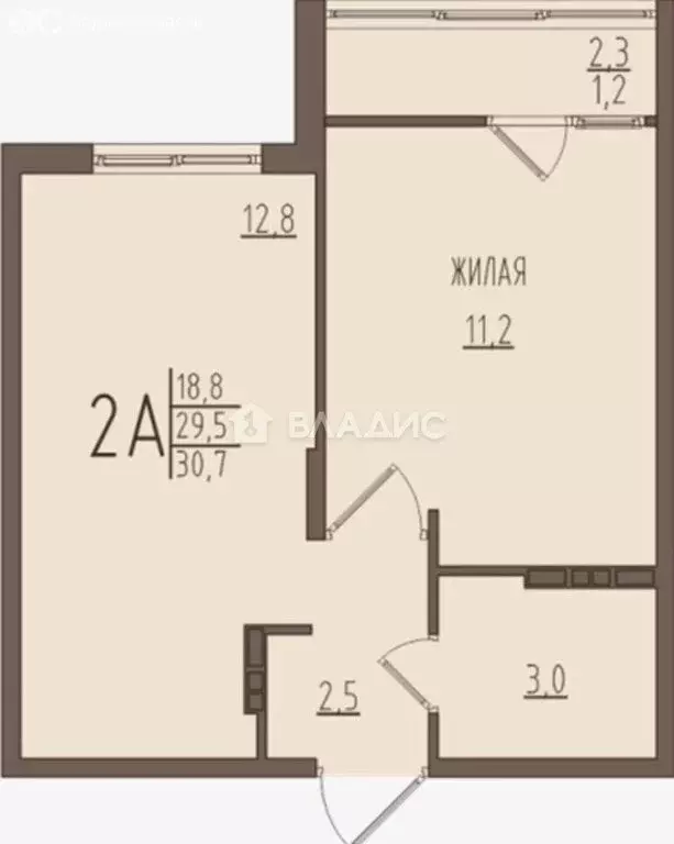 2-комнатная квартира: Засечное, Центральная улица, 4 (30.7 м) - Фото 1