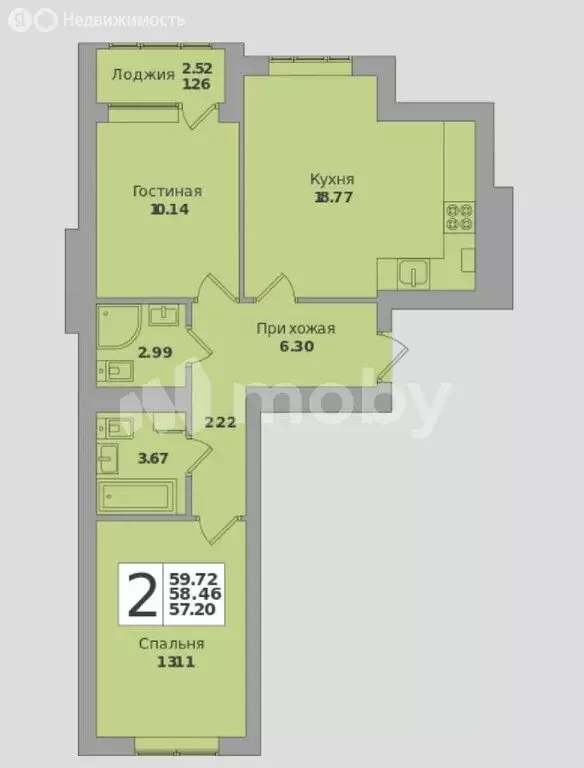 2-комнатная квартира: Калининград, Минусинская улица, 9 (59.72 м) - Фото 1