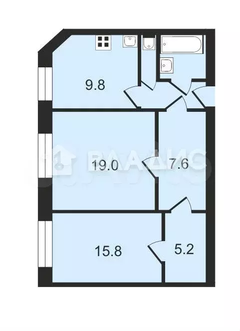 2-к. квартира, 64 м, 2/4 эт. - Фото 0