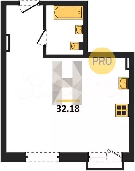 Квартира-студия, 32,2 м, 2/4 эт. - Фото 0