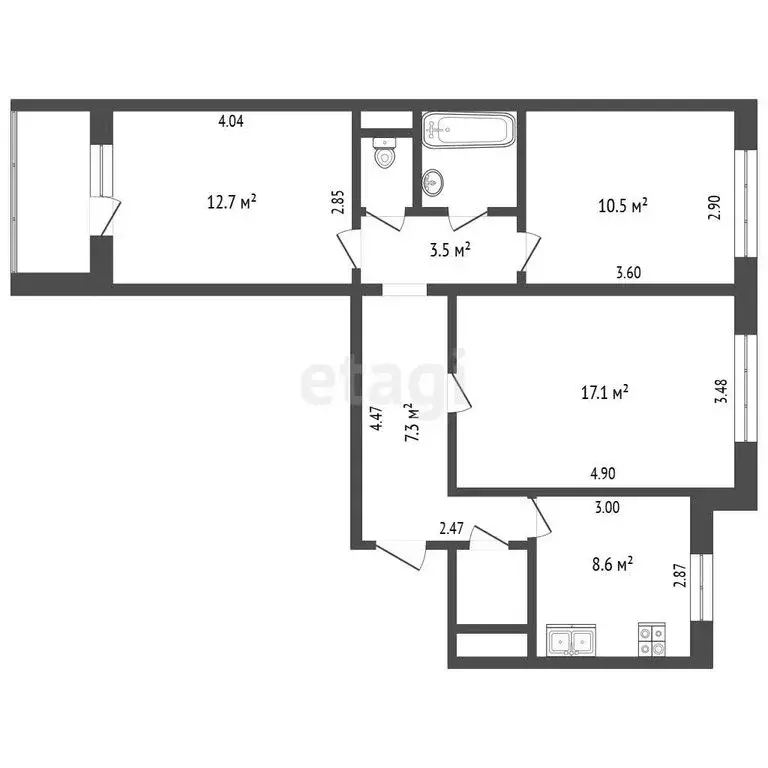 3-комнатная квартира: Орёл, улица Машкарина, 14 (63.6 м) - Фото 1