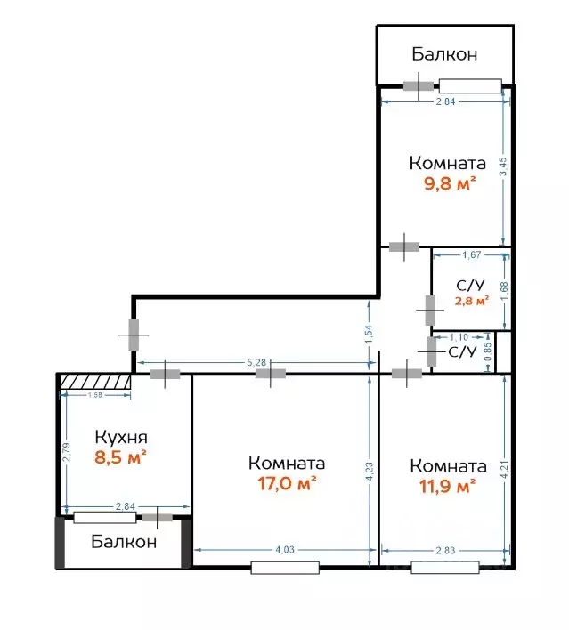 3-к кв. Московская область, Балашиха Павлино мкр, 36 (62.0 м) - Фото 1