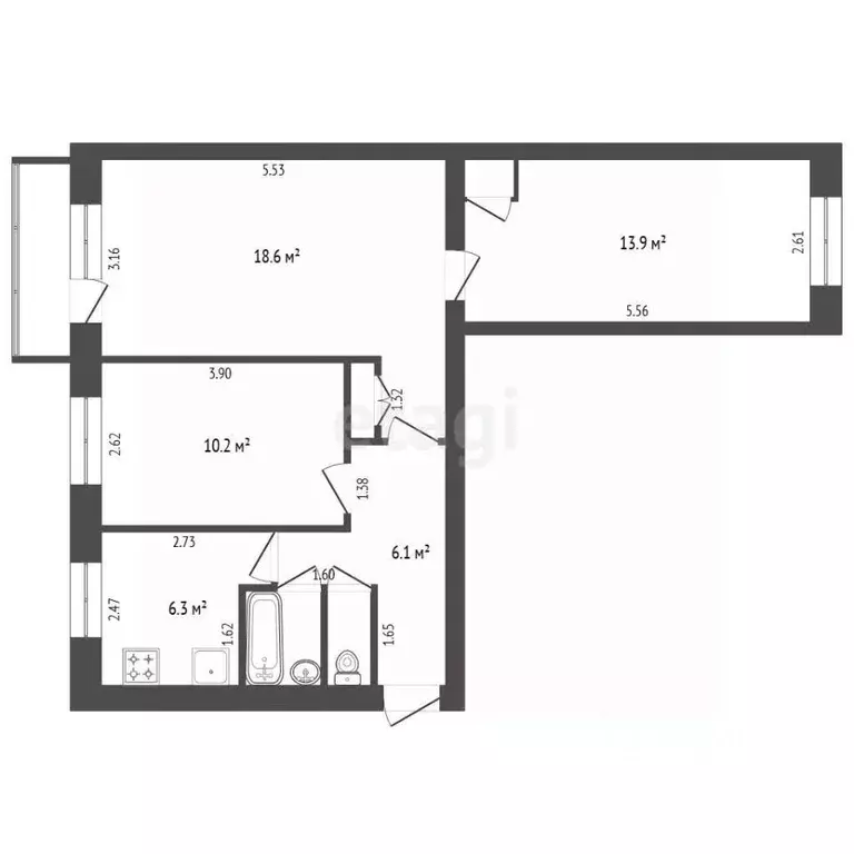 3-к кв. Челябинская область, Челябинск ул. Кирова, 15А (59.7 м) - Фото 2