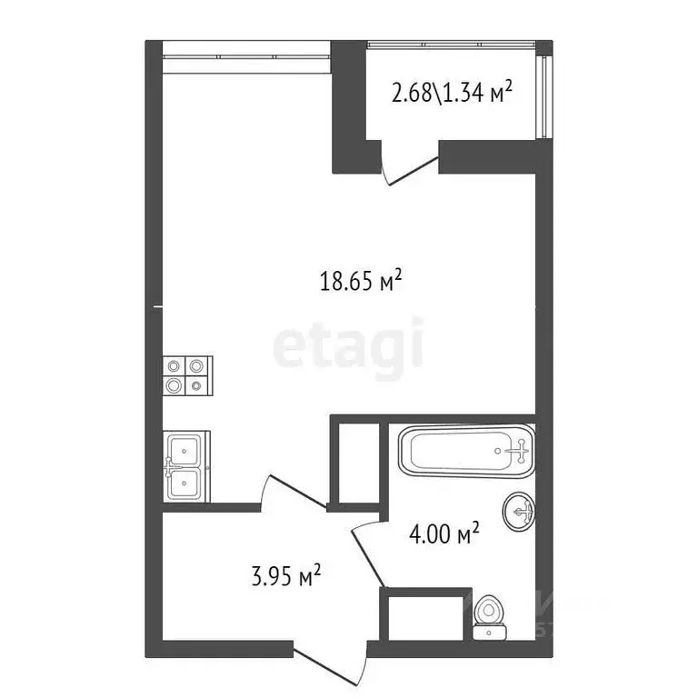 Студия Санкт-Петербург бул. Головнина, 3к1 (28.0 м) - Фото 1