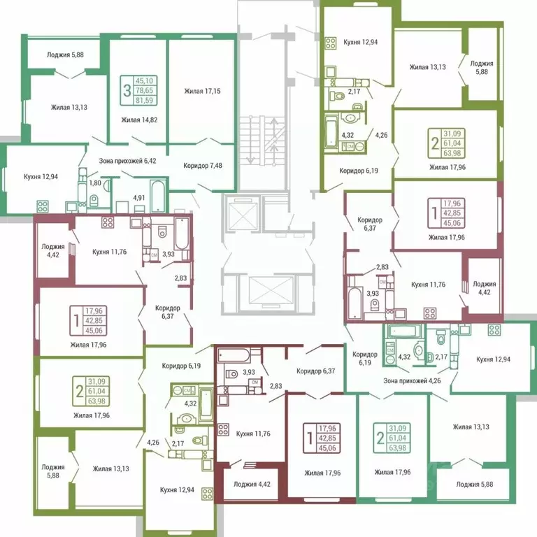 1-к кв. Калужская область, Обнинск ул. Табулевича, 1 (42.8 м) - Фото 2