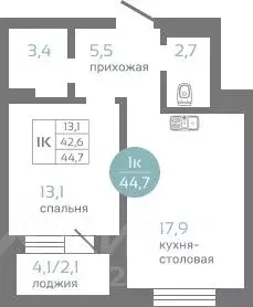 1-к кв. Красноярский край, Красноярск ул. Авиаторов, 7/2 (44.7 м) - Фото 0