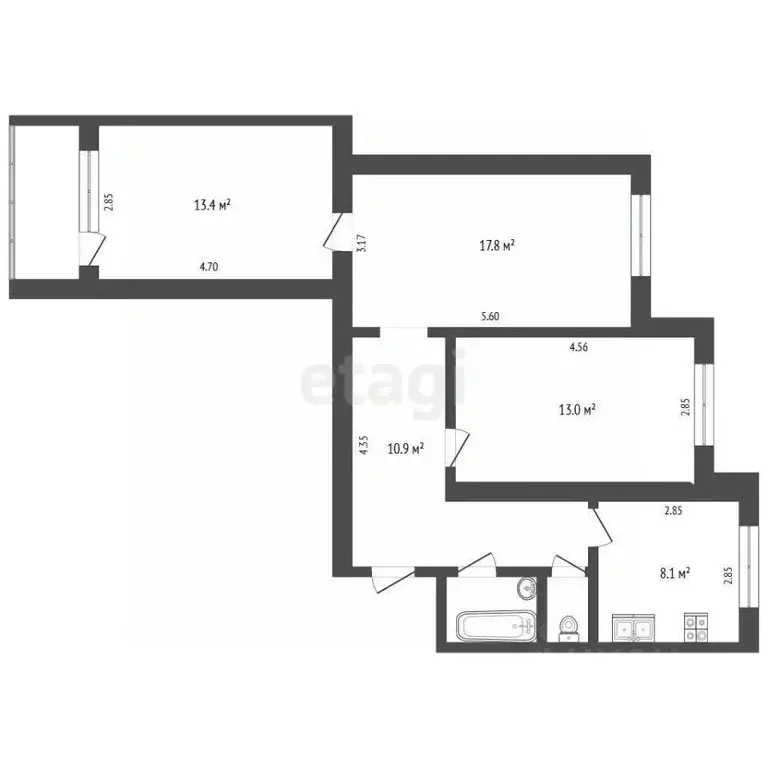 3-к кв. Ямало-Ненецкий АО, Новый Уренгой Мирный мкр, 2/4 (66.8 м) - Фото 0