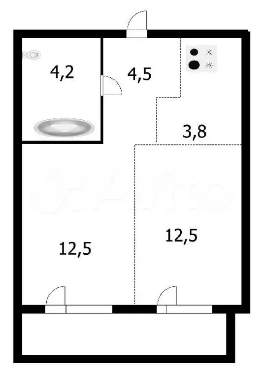 Квартира-студия, 37,7 м, 21/30 эт. - Фото 0