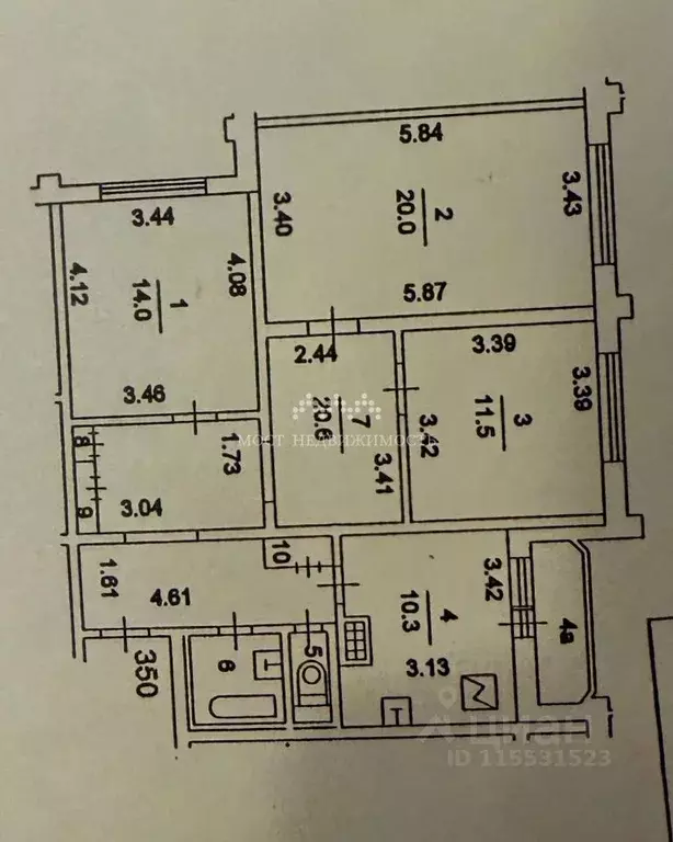 3-к кв. Москва Митинская ул., 17К2 (81.4 м) - Фото 2