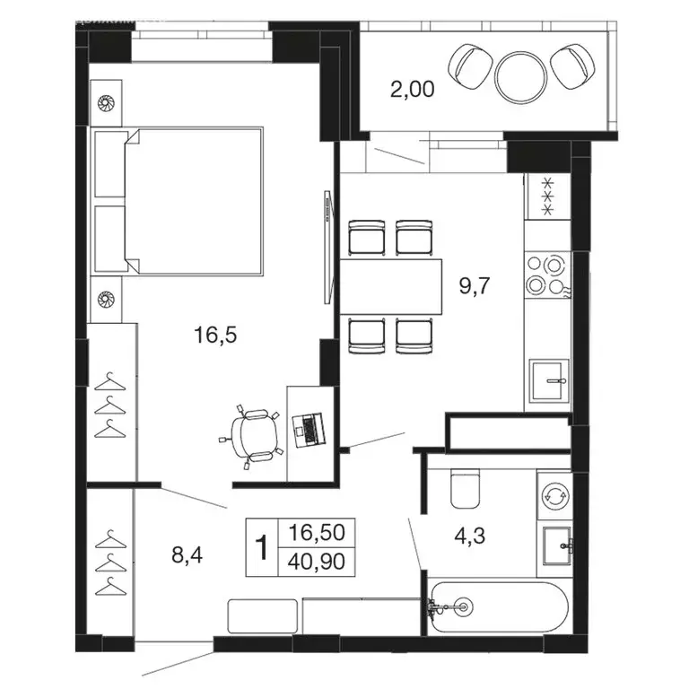1-комнатная квартира: Апрелевка, жилой комплекс Времена Года, к2 (40.9 ... - Фото 1