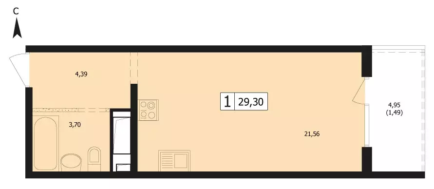 Продаётся 1-к квартира, 29.3 м - Фото 1