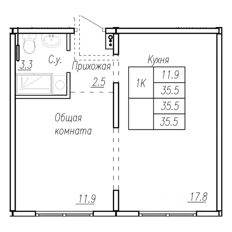 1-к кв. Алтайский край, Барнаул ул. Антона Петрова, 210Б (35.5 м) - Фото 1