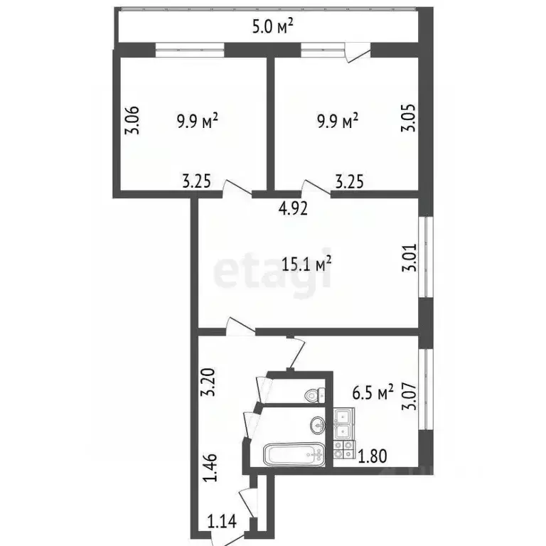 3-к кв. Санкт-Петербург Софийская ул., 51 (51.3 м) - Фото 1
