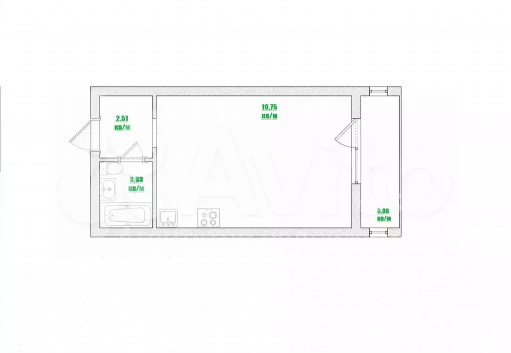 Квартира-студия, 25,2 м, 12/12 эт. - Фото 0