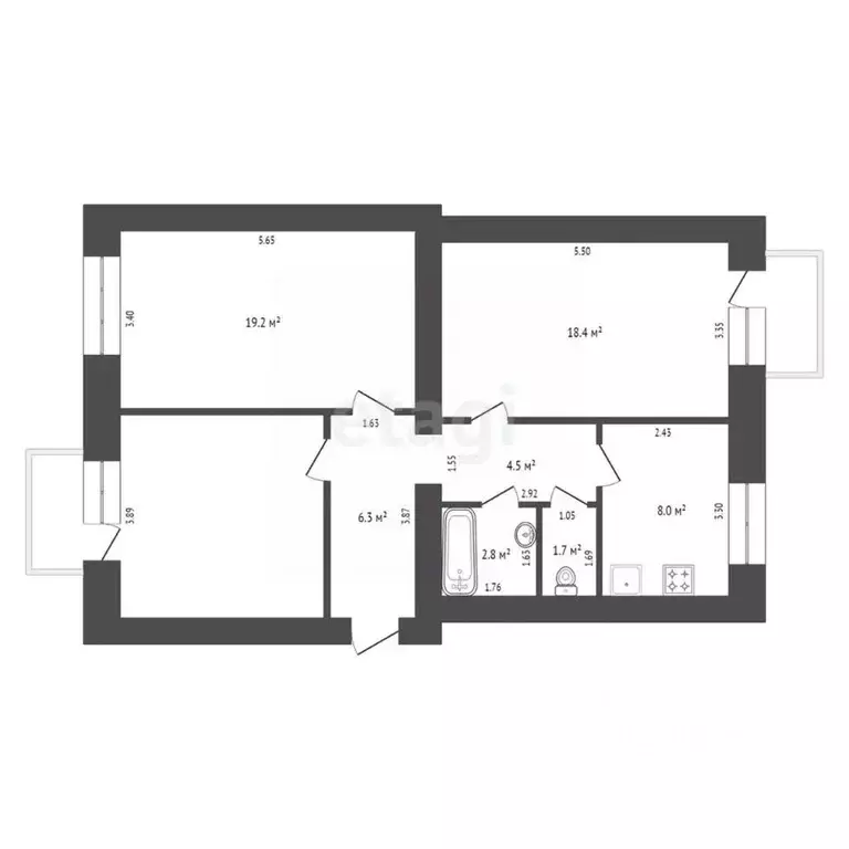 3-к кв. Владимирская область, Муром ул. Куликова, 13 (76.4 м) - Фото 1