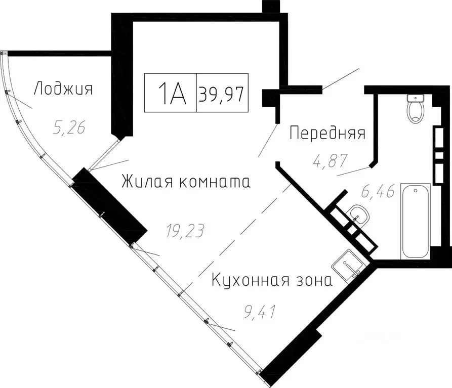 1-к кв. Приморский край, Владивосток ул. Мусоргского, 74к2 (39.97 м) - Фото 1