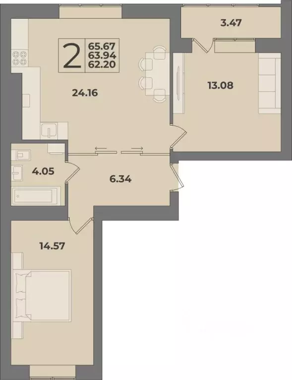 2-к кв. Калининградская область, Калининград Суздальская ул. (65.67 м) - Фото 0