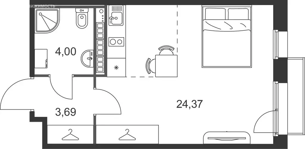 Квартира-студия: Ленинградская область, Гатчинский муниципальный ... - Фото 2