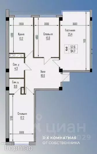 3-к кв. Кабардино-Балкария, Нальчик ул. Тлостанова (96.0 м) - Фото 2