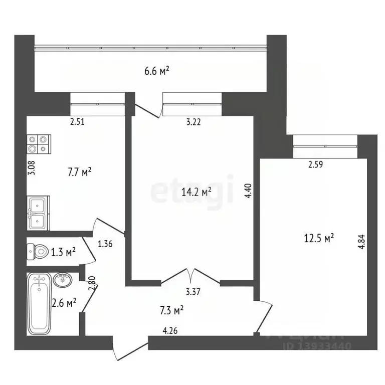 2-к кв. Тюменская область, Тюмень ул. Евгения Богдановича, 10 (45.6 м) - Фото 1