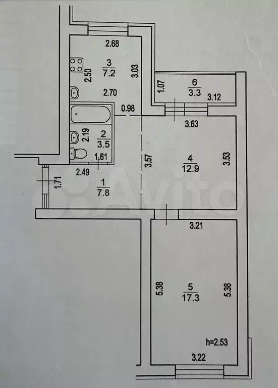 2-к. квартира, 50 м, 7/10 эт. - Фото 0