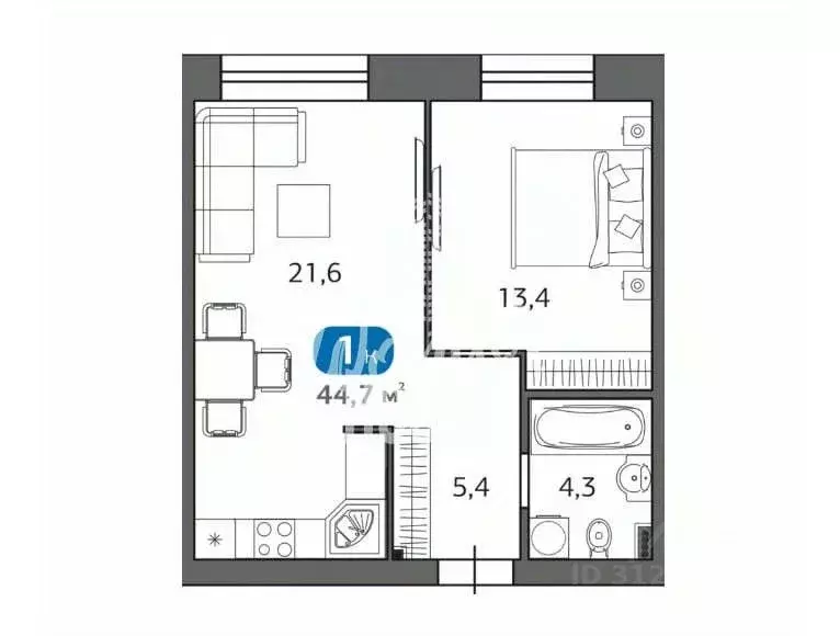 1-к кв. Тюменская область, Тюмень Новгородская ул., 1А (44.6 м) - Фото 1