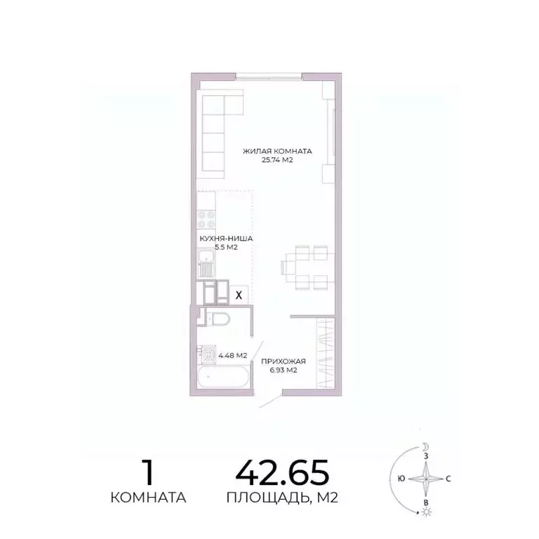 1-к кв. Пензенская область, Пенза Побочинская ул., с18 (42.65 м) - Фото 1