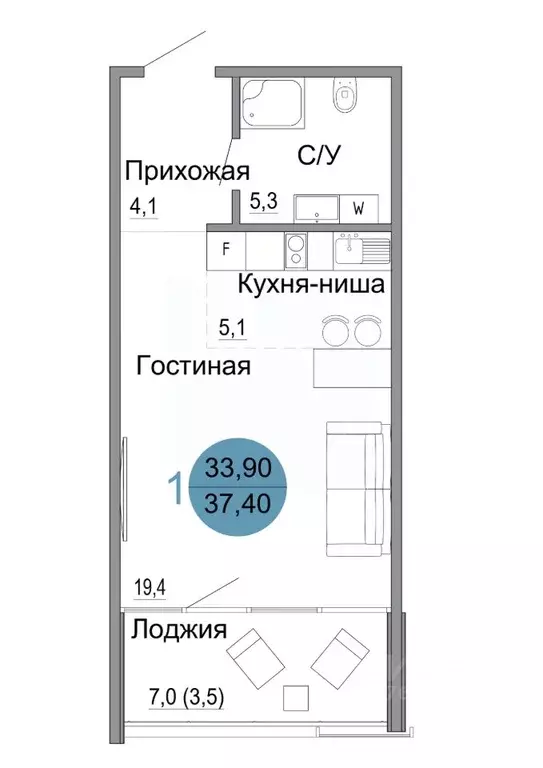 1-к кв. Крым, Керчь Белый город жилой комплекс (37.4 м) - Фото 0
