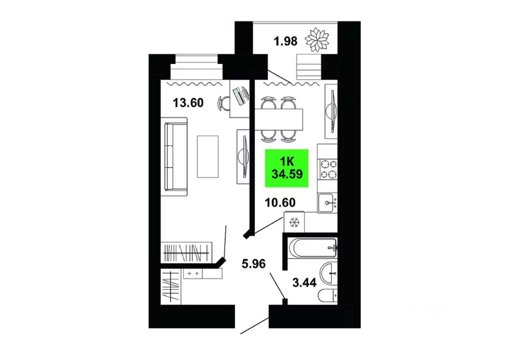 1-к кв. Кировская область, Кирово-Чепецкий район, Федяковское с/пос, ... - Фото 1