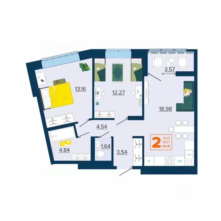 2-к кв. Брянская область, Брянск Московский мкр, Микрорайон Акватория ... - Фото 1