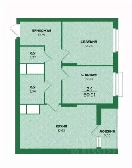 2-к кв. Тульская область, Тула  (60.91 м) - Фото 0