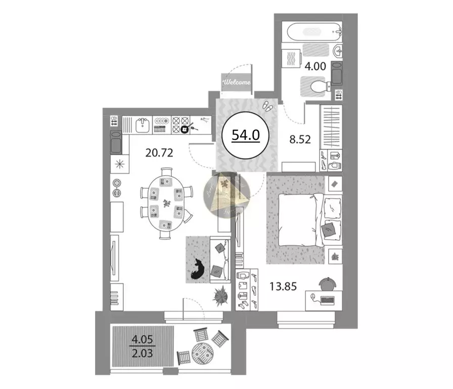 1-комнатная квартира: Санкт-Петербург, проспект Авиаконструкторов, 54 ... - Фото 2