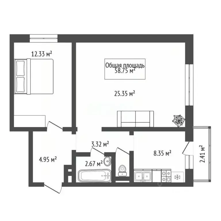 2-к кв. Новосибирская область, Новосибирск ул. Плющихинская, 9 (58.75 ... - Фото 2