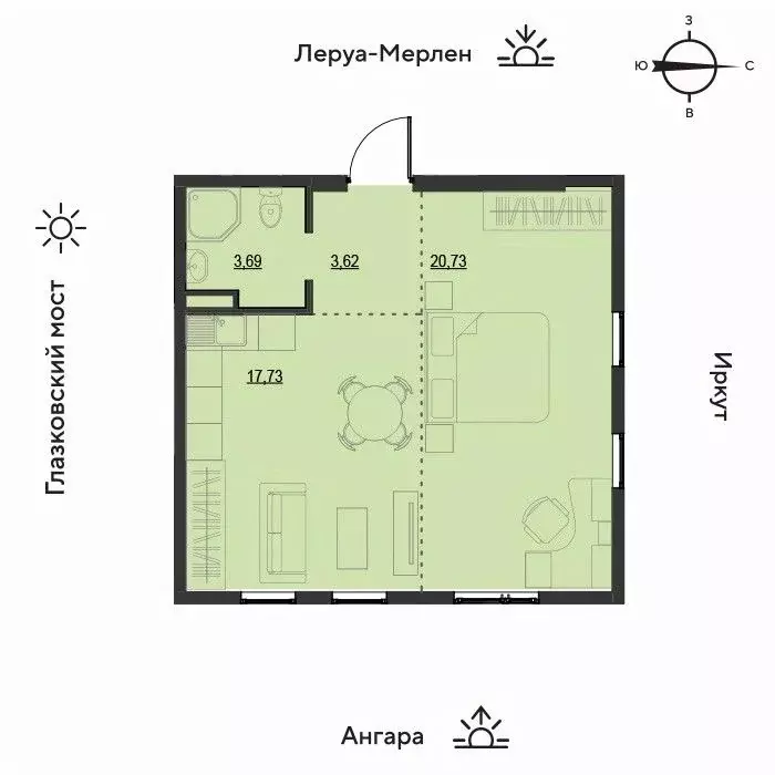 2-к кв. Иркутская область, Иркутск Затон кв-л, ул. Набережная Иркута, ... - Фото 0