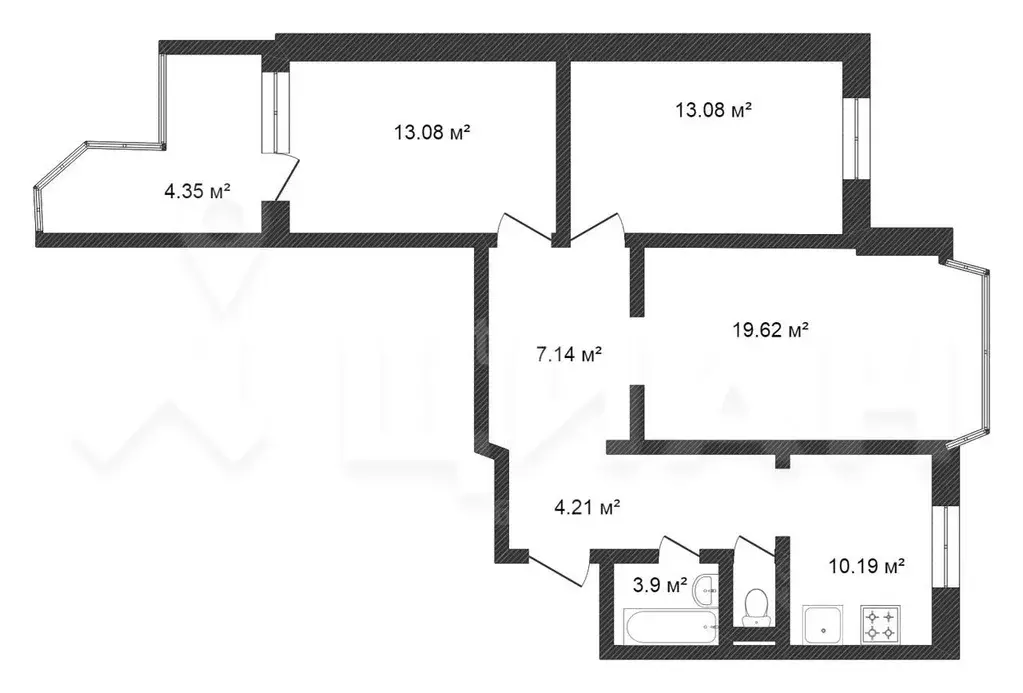 3-к кв. Московская область, Одинцово ул. Чистяковой, 2 (75.2 м) - Фото 2