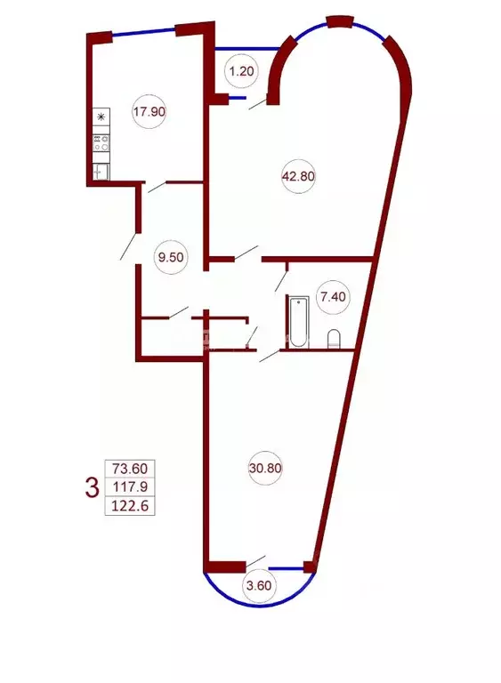 3-к кв. Воронежская область, Воронеж ул. Дзержинского, 4 (122.6 м) - Фото 0