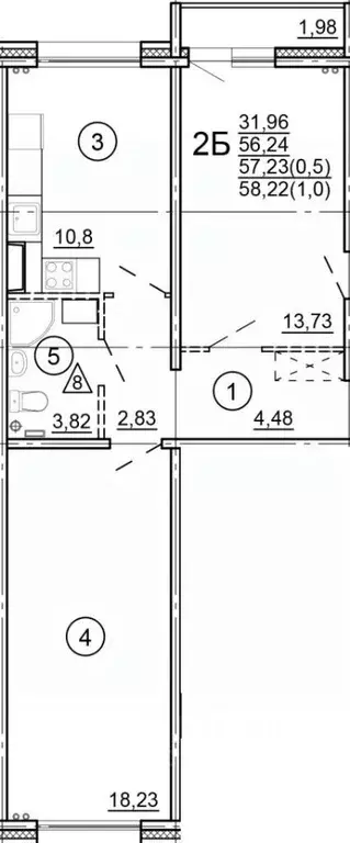 2-к кв. Тверская область, Тверь Новочеркасская ул., 49 (58.22 м) - Фото 1