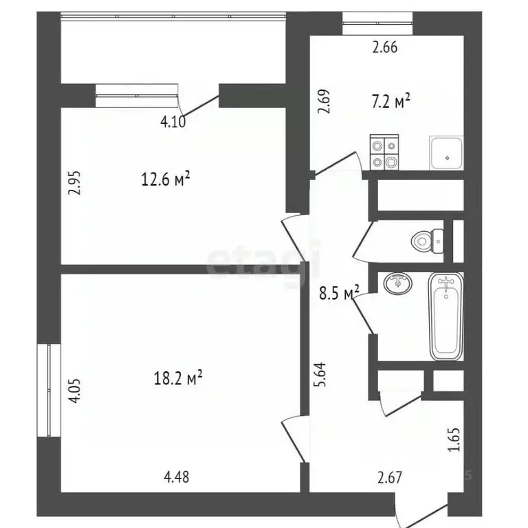2-к кв. Москва ул. Римского-Корсакова, 6 (50.4 м) - Фото 1
