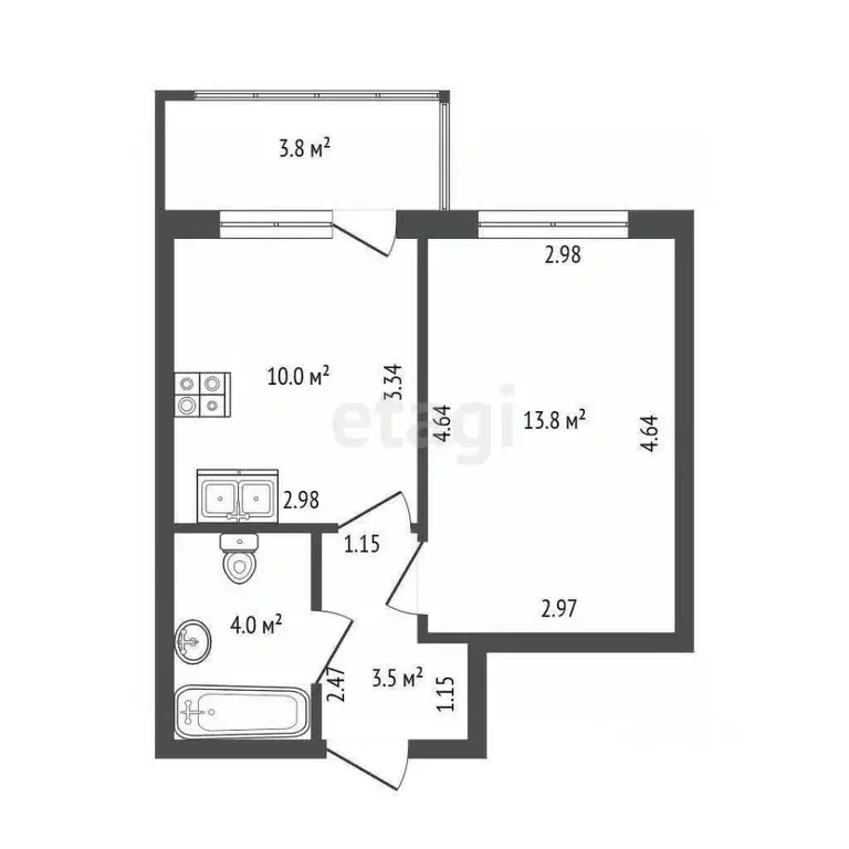 1-к кв. Санкт-Петербург ул. Ивана Куликова, 12 (32.0 м) - Фото 1