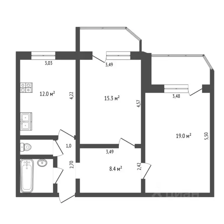 2-к кв. Тюменская область, Тюмень Широтная ул., 130к2 (64.2 м) - Фото 2