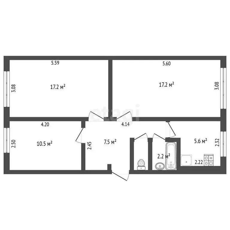 3-комнатная квартира: село Ягуново, Новая улица, 12 (61 м) - Фото 0