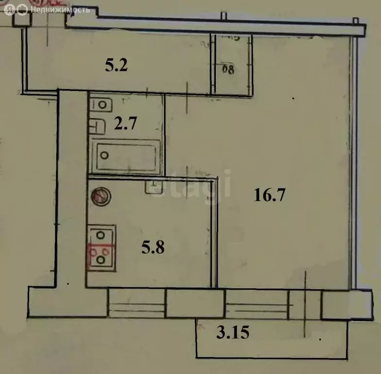 1-комнатная квартира: Чита, Малая улица, 2 (31.2 м) - Фото 1