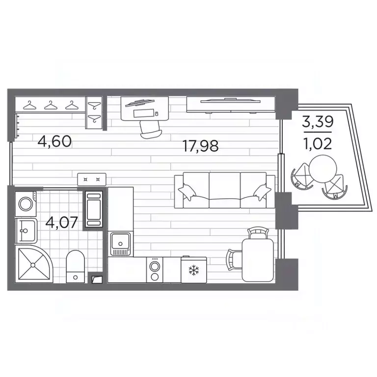 Студия Санкт-Петербург Полюстровский просп., 87 (27.67 м) - Фото 1