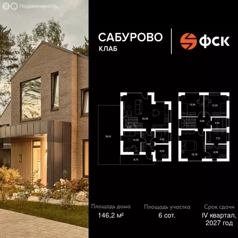 Дом в посёлок городского типа Сабурово, улица Юрия Лотмана (146.2 м) - Фото 1