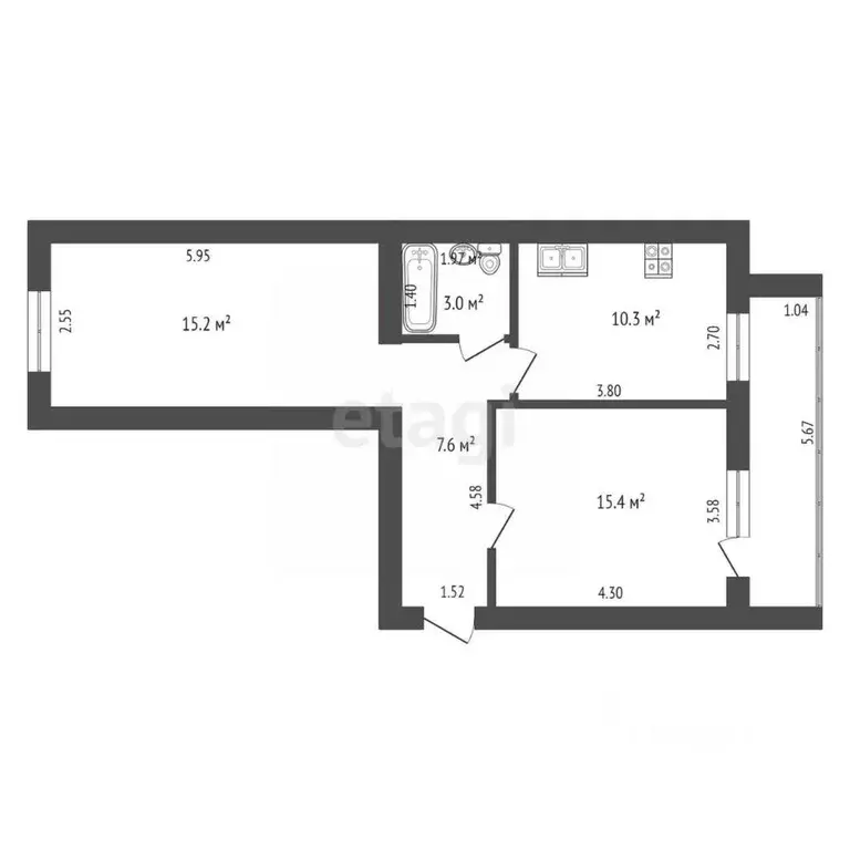 2-к кв. Саха (Якутия), Якутск ул. Маяковского, 108 (51.4 м) - Фото 1